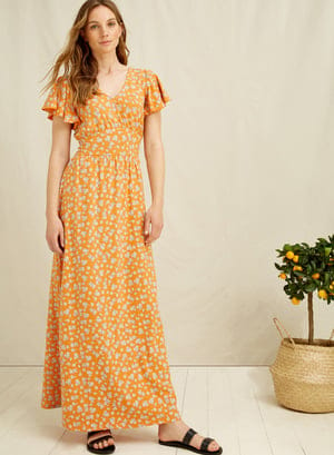 People Tree Blumen Kleid - Morgan Blossom Print Maxi Dress - aus Bio-Baumwolle