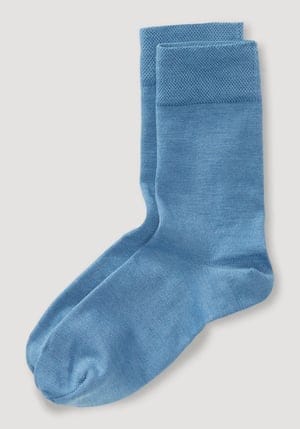 hessnatur Socken aus Schurwolle mit Bio-Baumwolle - blau - Größe 36/37