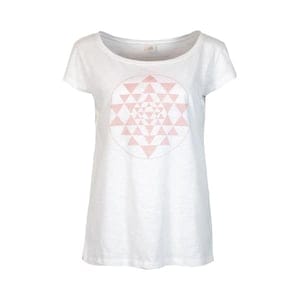 Yantra - Damen - Lockeres Print T-shirt Für Yoga Aus 100% Biobaumwolle - Weiß