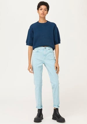 hessnatur Damen Jeans High Rise Slim Fit aus Bio-Denim - blau - Größe 26/30