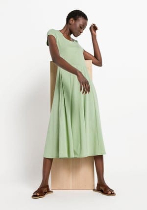 hessnatur Damen Jersey-Kleid aus Bio-Pima-Baumwolle - grün - Größe 34