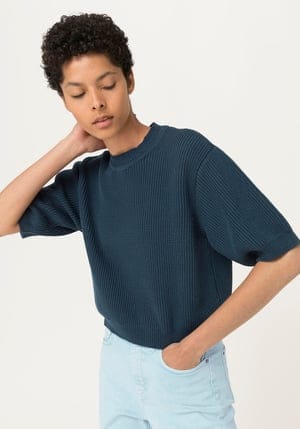 hessnatur Damen Pullover aus Bio-Baumwolle - blau - Größe L