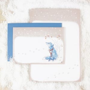 Bow & Hummingbird Grußkarte Fuchs im Schnee