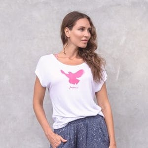 Peace - Damen - Loose Cut T-shirt Aus Tencel - Biobaumwolle Mix - Hellblau