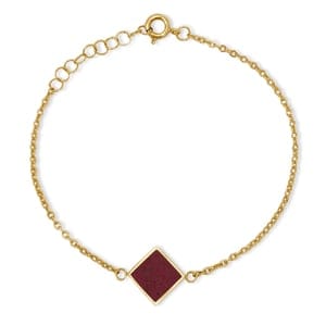 KAALEE jewelry Armkettchen Gold mit buntem Kork | 18k Vergoldet | Anhänger Quadrat
