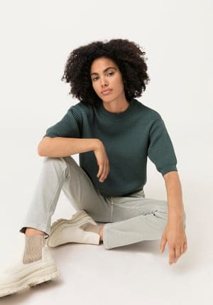 hessnatur Damen Pullover aus Bio-Baumwolle - grün - Größe L