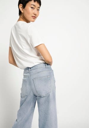 hessnatur Damen Jeans Wide Leg aus Bio-Denim - blau - Größe 31/32