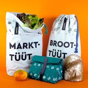 umtüten Beutel Paket: Brotbeutel, Gemüsebeutel & Snack Beutel / recycelte Bio Baumwolle
