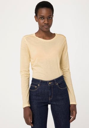 hessnatur Damen Langarm-Shirt aus Bio-Baumwolle - gelb - Größe 38