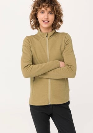 hessnatur Damen-Outdoor Leichte Wollfleece-Jacke aus Bio-Merinowolle - gelb - Größe 34