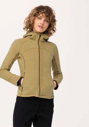 hessnatur Damen-Outdoor Softfleece-Jacke aus Bio-Baumwolle - gelb - Größe 34