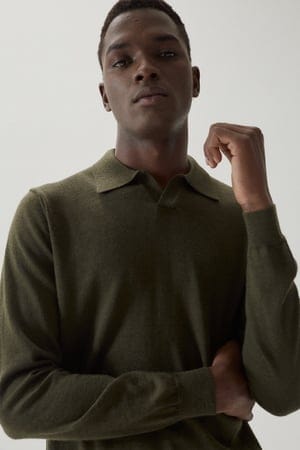 The Merino Wool Buttonless Polo - Military Green