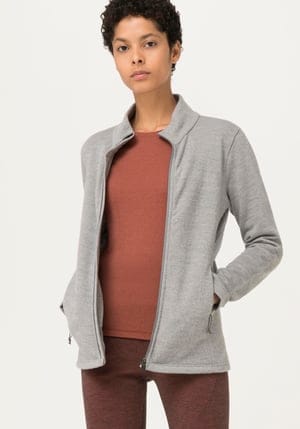 hessnatur Damen-Outdoor Leichte Wollfleece-Jacke aus Bio-Merinowolle - grau - Größe 34
