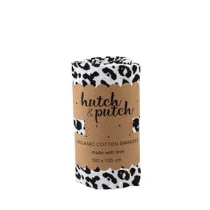 Hutch&Putch Mulltuch Bio-Baumwolle 60x60cm • Leo schwarz • 2er-Set (ohne Beutel)