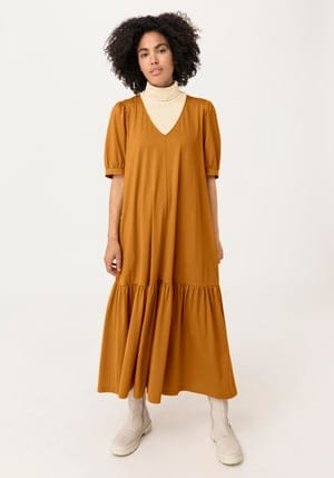 hessnatur Damen Jerseykleid aus Bio-Baumwolle - orange - Größe 34