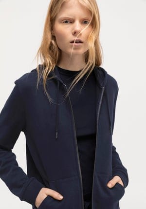 hessnatur Loungewear Sweatjacke aus Bio-Baumwolle - blau - Größe 34