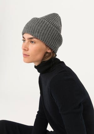 hessnatur Damen Mütze aus Bio-Lambswool - grau - Größe 24x24 cm