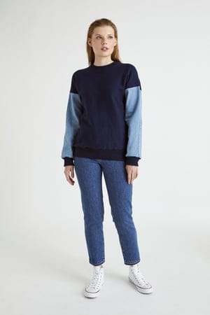 Infinitdenim Damen vegan Sweatshirt Upcycled Denim Blau