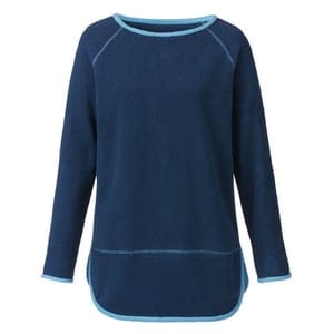 Fleece-Pullover mit Kontrastkanten aus reiner Bio-Baumwolle, nachtblau/jeansblau