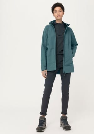 hessnatur Damen-Outdoor Softshell-Jacke mit Eco-Finish - grün - Größe 34