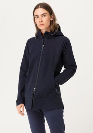 hessnatur Damen-Outdoor Softshell-Jacke mit Eco-Finish - blau - Größe 42