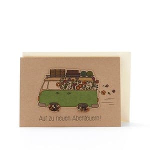 Die Stadtgärtner Grußkarte für Camper I VW Bus / Bulli mit Blumensamen zum Einpflanzen