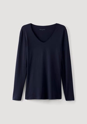 hessnatur Damen Langarm-Shirt aus TENCEL™Modal - blau - Größe 34
