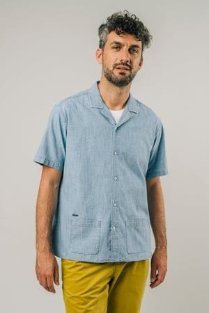 Brava Fabrics Herren vegan Indigo-Denim-Aloha-Hemd