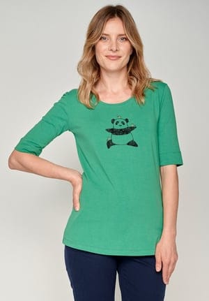 GREENBOMB Animal Yoga Panda Deep - T-Shirt für Damen