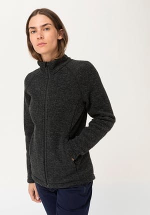 hessnatur Damen-Outdoor Wollfleece-Jacke aus Bio-Merinowolle - grau - Größe 34