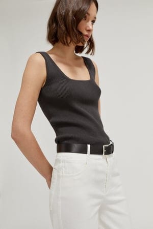 The Organic Cotton Ribbed Tank Top - Graphite