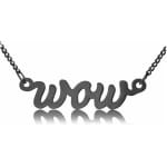 modabilé Halskette mit WOW-Schriftzug Anhänger 925 Sterling Silber (42cm +5cm)