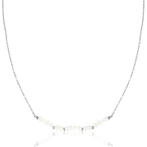 Feine Kette mit Perlen in Weiß im BOHO Stil in ca. 45 cm x 1,6 mm (inkl. 5 cm Verlängerungskette) von Elektropulli