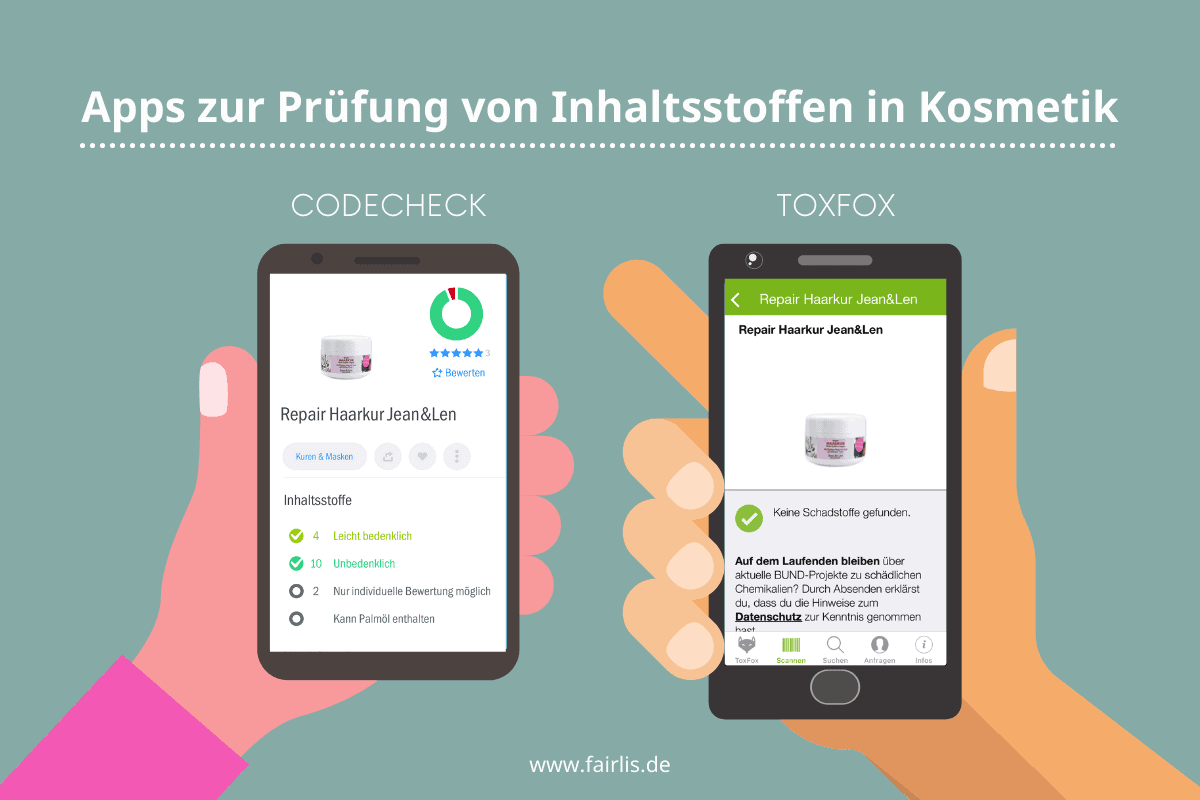 Grafik mit Barcode-Scan-Apps zur Prüfung von Inhaltsstoffen in Kosmetik Codecheck und Toxfox