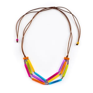 Mekhada Tagua Kette "Alpachin", Länge verstellbar bis ca. 85 cm, Textilband, Steinnuß (Naturprodukt), Fairtrade