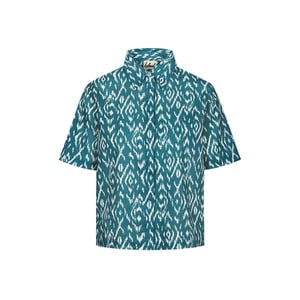 bleed Ikatty Leinen Kurzarmhemd Damen Blau