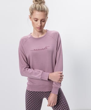 OGNX Lounge Sweater Namaste. Frauen Yoga Sweatshirt rosa, Gr. XS-XL, 100% Tencel. Nachhaltige Yogakleidung