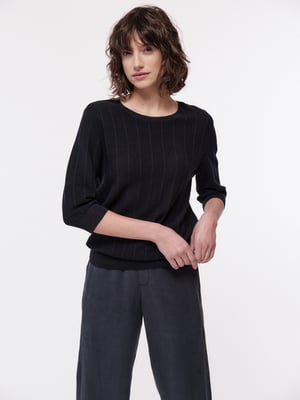 LANIUS Struktur-Kurzarmpullover aus Bio-Baumwolle