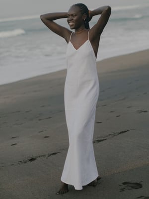 Linen Slip Dress in White