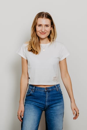 TAG THE TRUTH Cropped T-Shirt Ladies, Off-White - XS