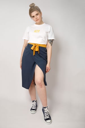 Barbeck Midi Wickelrock aus TENCEL, navy