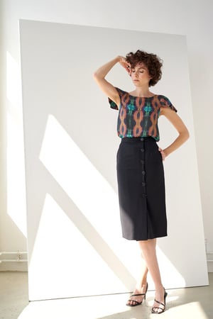 Yuna Miray Wrap Skirt Button Wickelrock mit Logo-Knöpfen