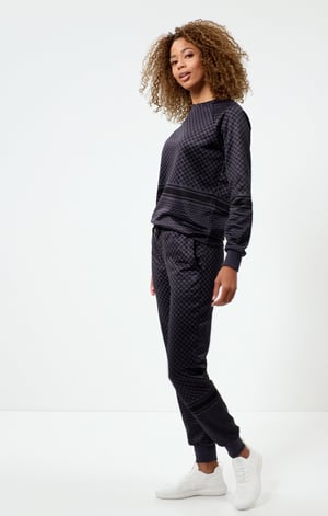 OGNX Keffiah Sweater. Frauen Yoga Sweatshirt mit Muster, schwarz-blau Gr. XS-XL, recyceltes Polyester + Bio-Baumwolle . Nachhaltige Yoga Kleidung
