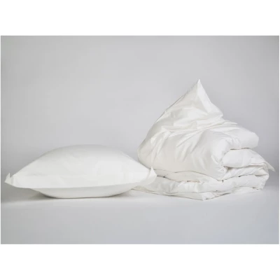 Yumeko Bettwäscheset Baumwollsatin Warm White 135x220 + 1/80x80 (mit Rand) 100% biologische Baumwolle, Satin gewoben