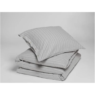 Yumeko Bettwäscheset Velvet Flanell Grey/White Stripe 135x200 + 1/80x80 100% biologische Baumwolle, Flanellgewebe