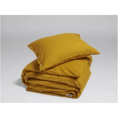 Yumeko Bettwäscheset Velvet Flanell Indian Yellow 135x200 + 1/80x80 100% biologische Baumwolle, Flanellgewebe