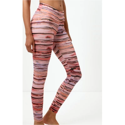 OGNX Leggings Aqaurell Bio Baumwolle. Frauen Yoga Leggings mit Muster, weinrot Gr. XS-XL, Bio Baumwolle & Elasthan. Nachhaltige Yoga Kleidung