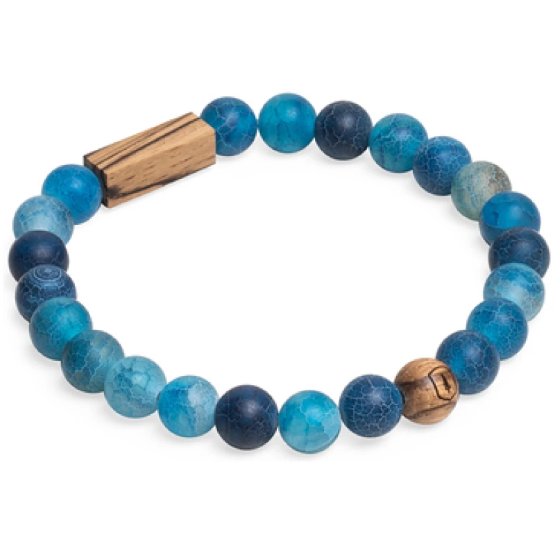 BeWooden Perlenarmband mit Holzdetails "Aqua Zebrano Bracelet"