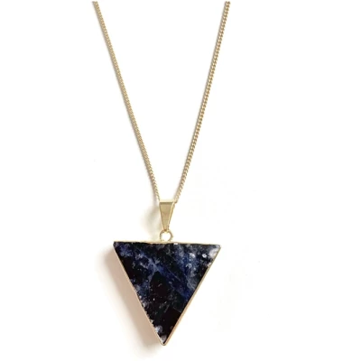 Crystal and Sage Lapislazuli Dreieck Halskette, vergoldet oder versilbert