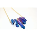 Crystal and Sage Regenbogenquarz Collier, blau